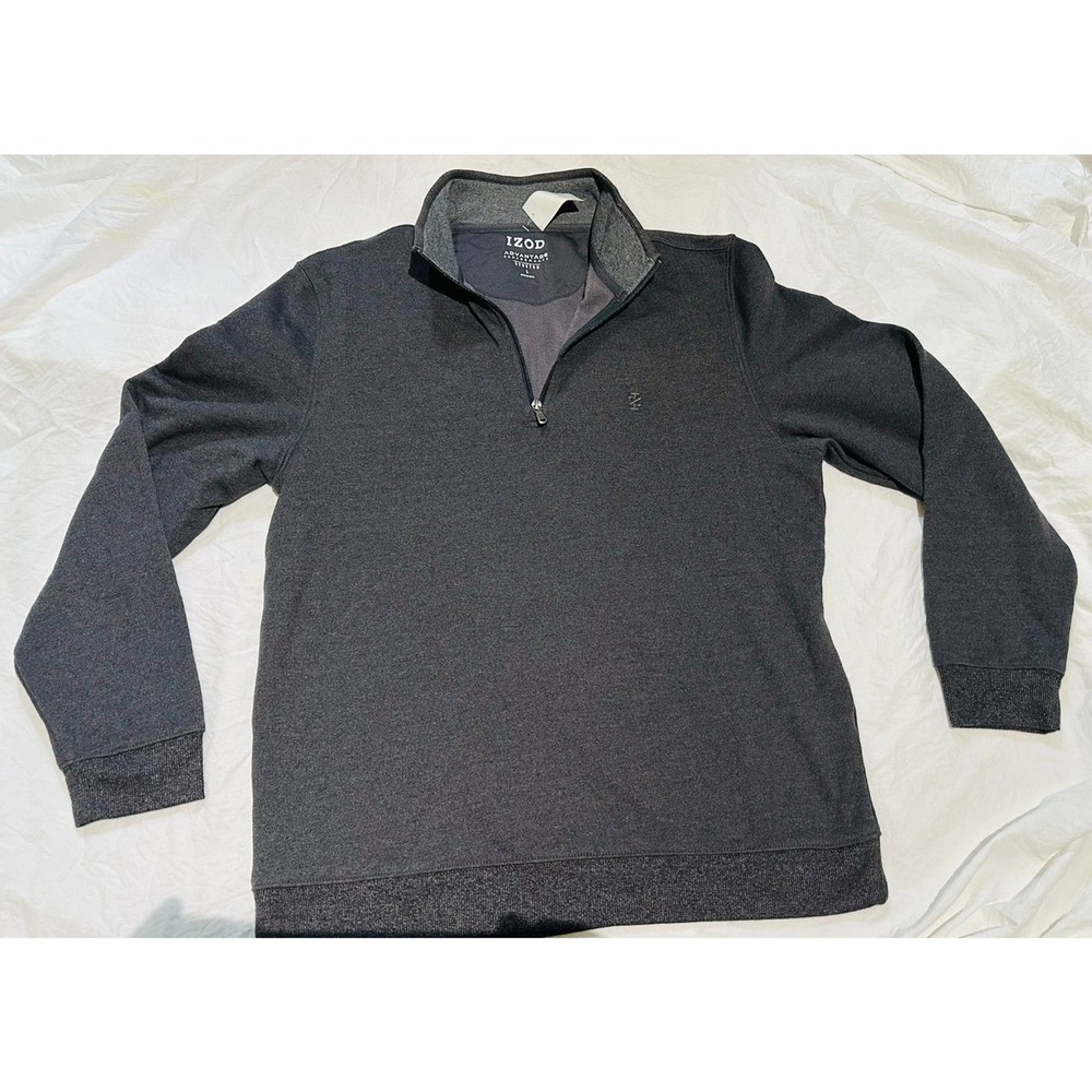Izod Advantage Performance Fleece Mens Size L Turtleneck Zip Heavy Duty Grey